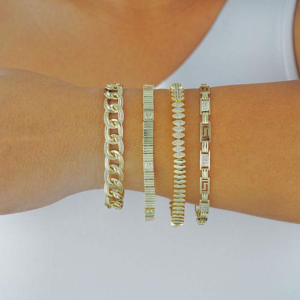 Maral 14 ayar altın rengi taşlı saman yolu bileklik