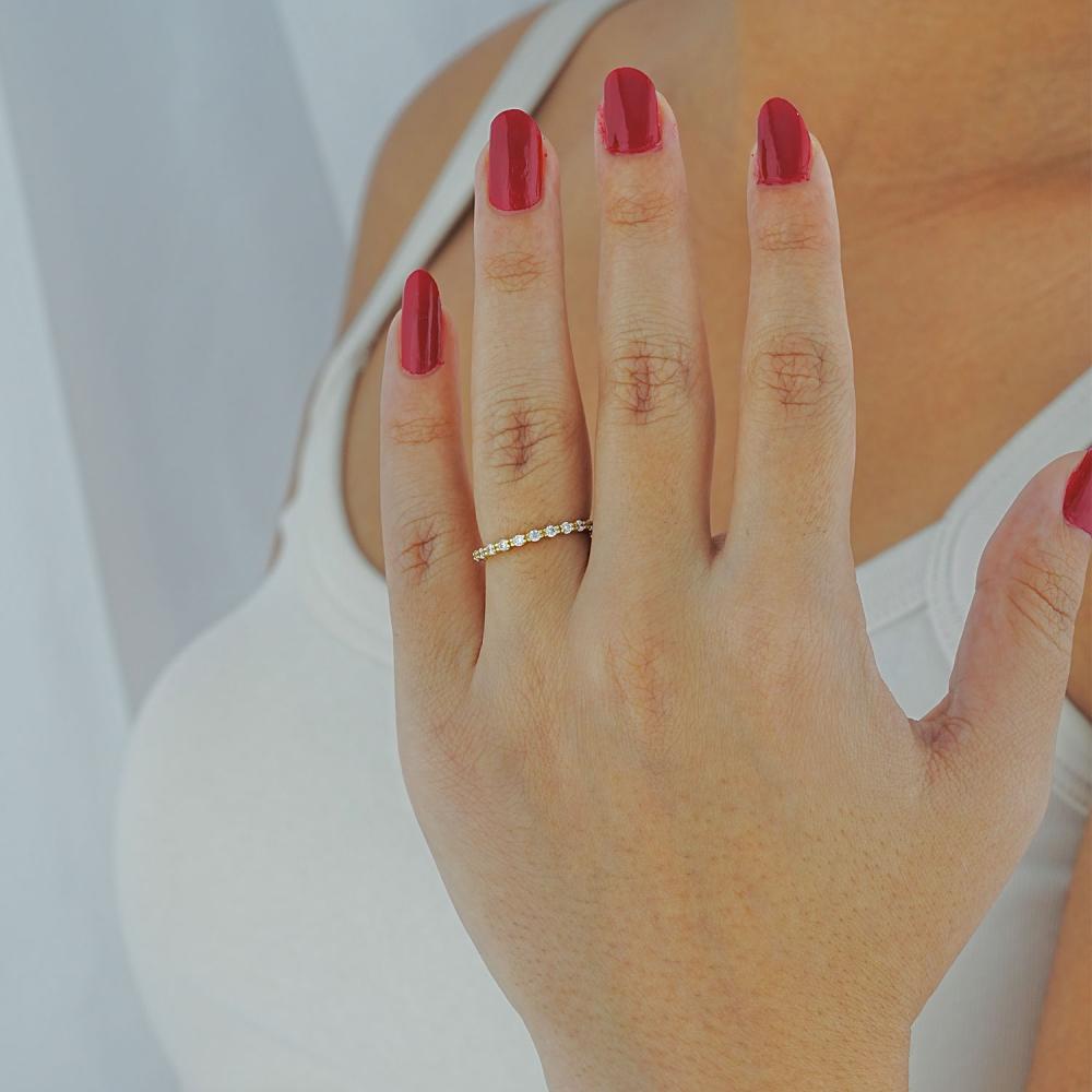 Maral 14 ayar altın rengi taşlı tamtur yüzük