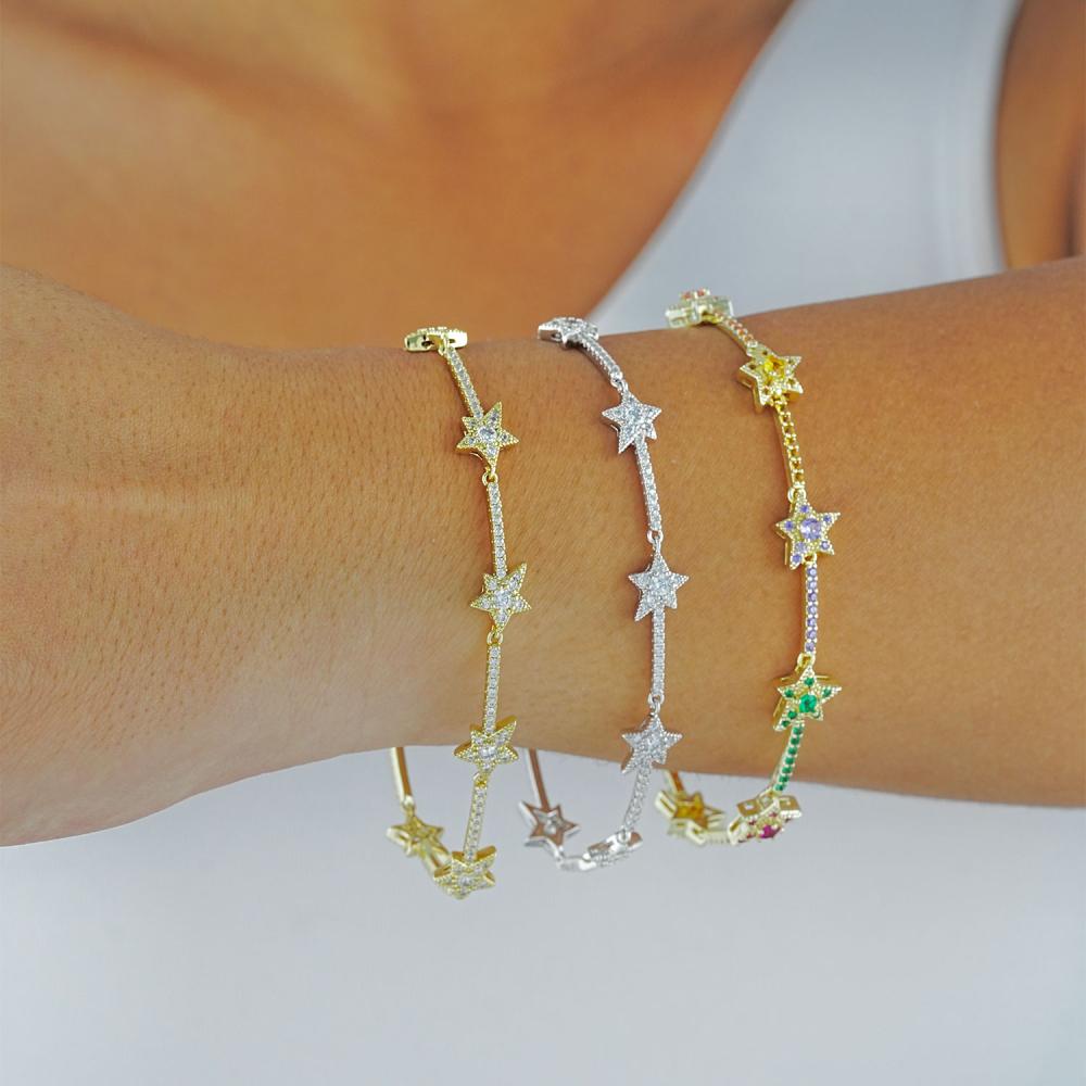 Maral 14 ayar altın rengi taşlı yıldız bileklik