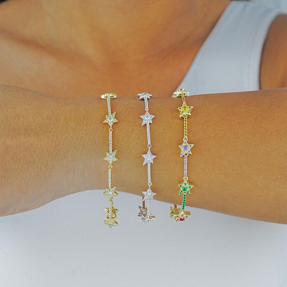 Maral 14 ayar altın rengi taşlı yıldız bileklik