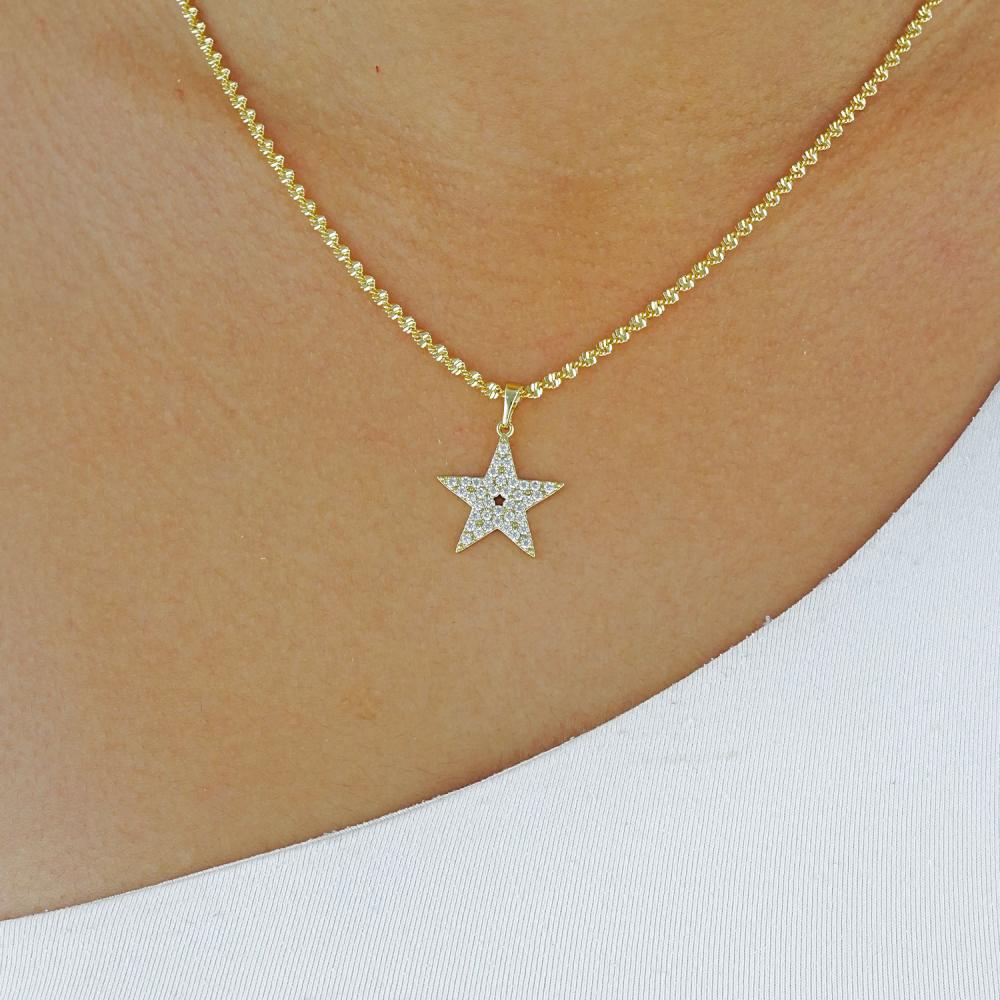 Maral 14 ayar altın rengi taşlı yıldız kolye ucu