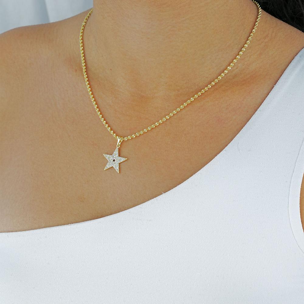 Maral 14 ayar altın rengi taşlı yıldız kolye ucu