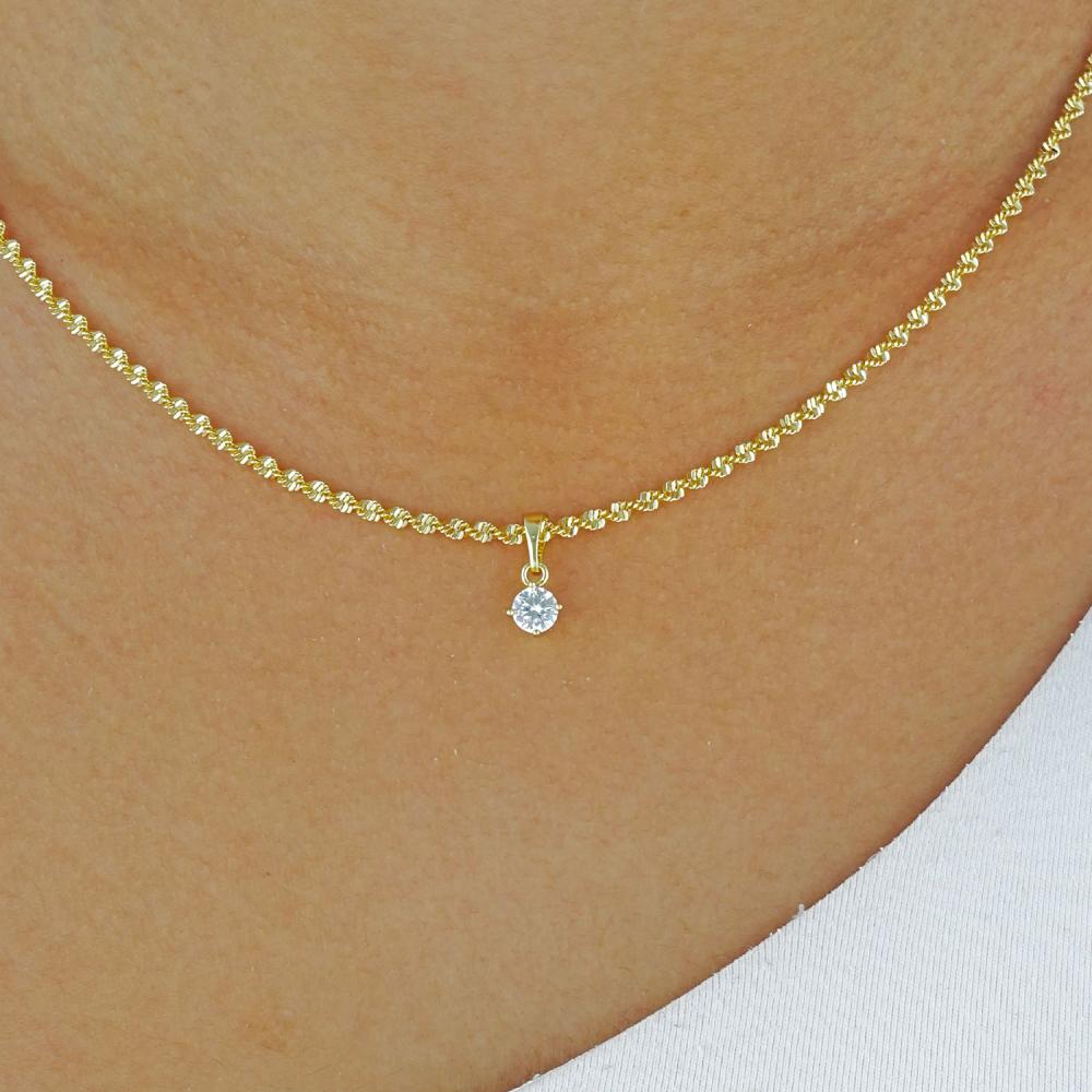 Maral 14 ayar altın rengi tektaş kolye ucu