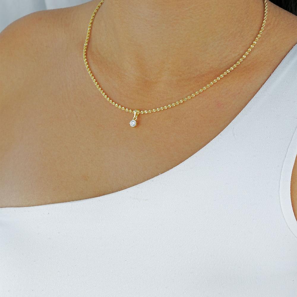 Maral 14 ayar altın rengi tektaş kolye ucu