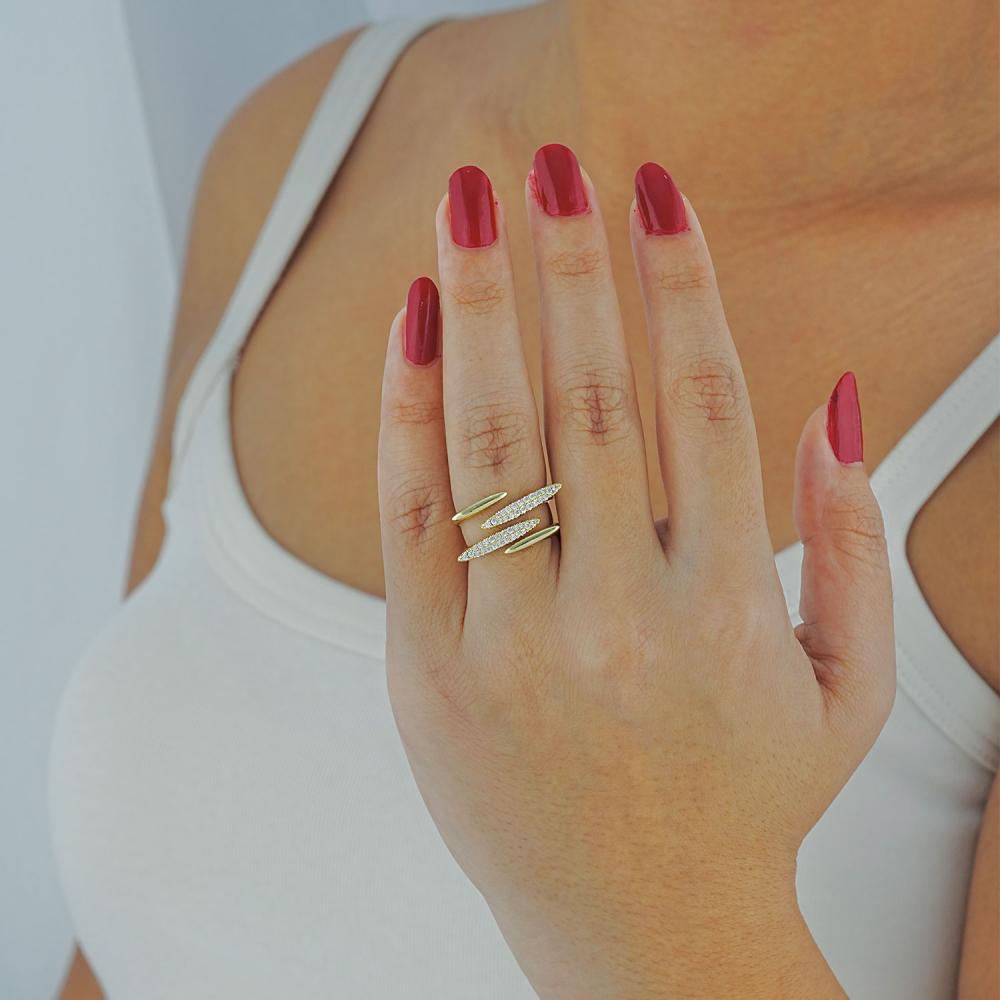 Maral 14 ayar altın rengi trio ışıltı yüzük