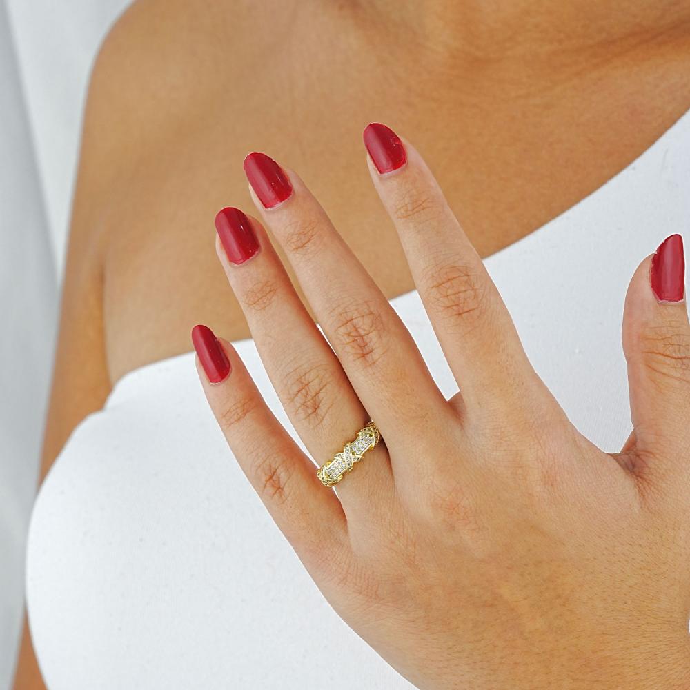 Maral 14 ayar altın rengi trio yüzük 