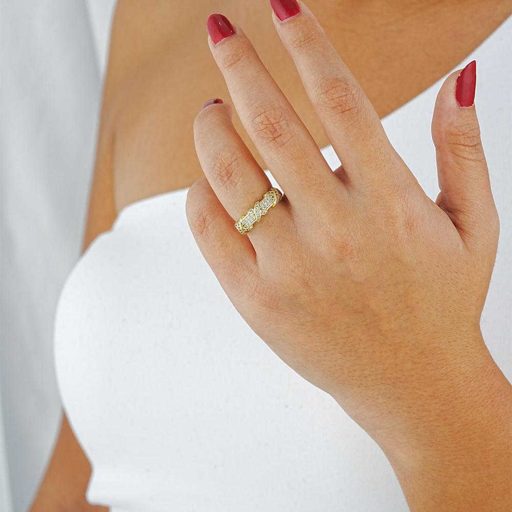 Maral 14 ayar altın rengi trio yüzük 