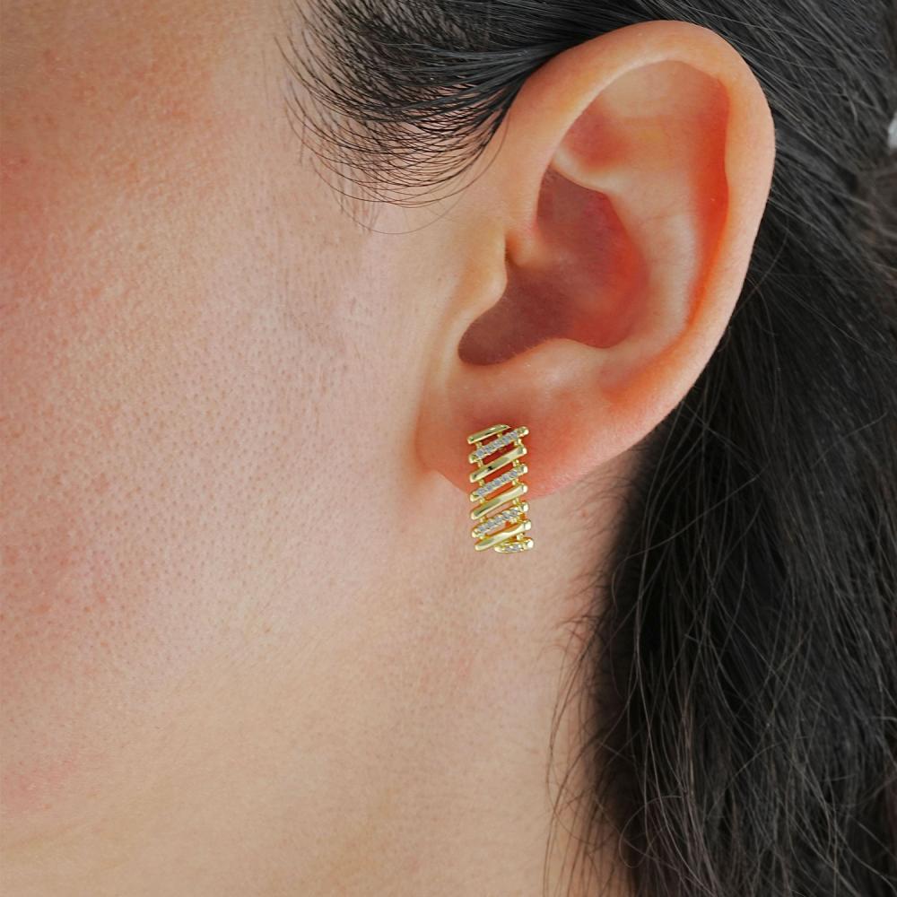 Maral 14 ayar altın rengi twist ışıltı küpe