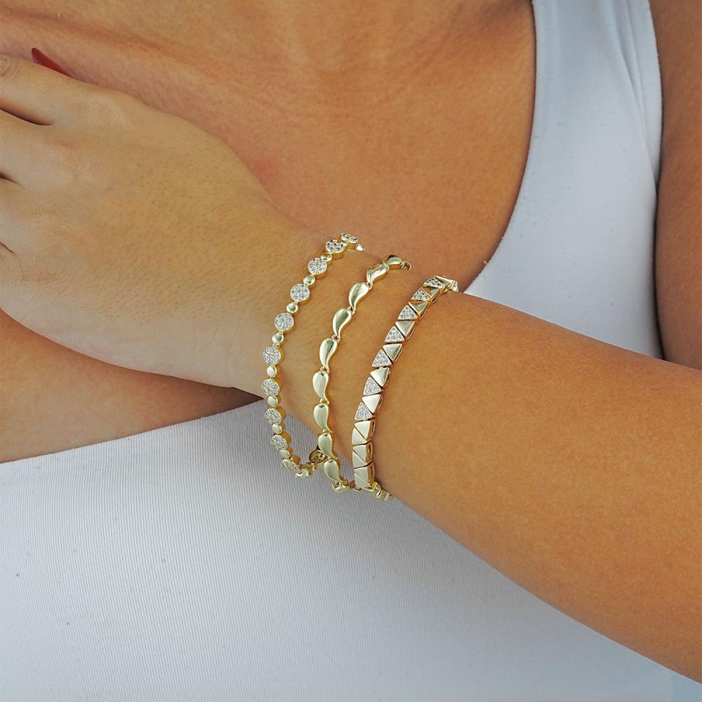 Maral 14 ayar altın rengi üçgen damla kombin bileklik