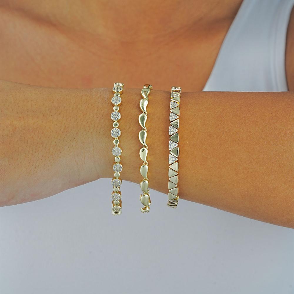 Maral 14 ayar altın rengi üçgen damla kombin bileklik