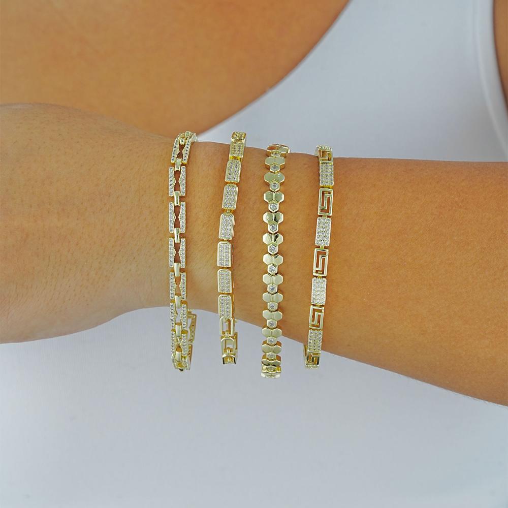 Maral 14 ayar altın rengi üçgen petekli bileklik