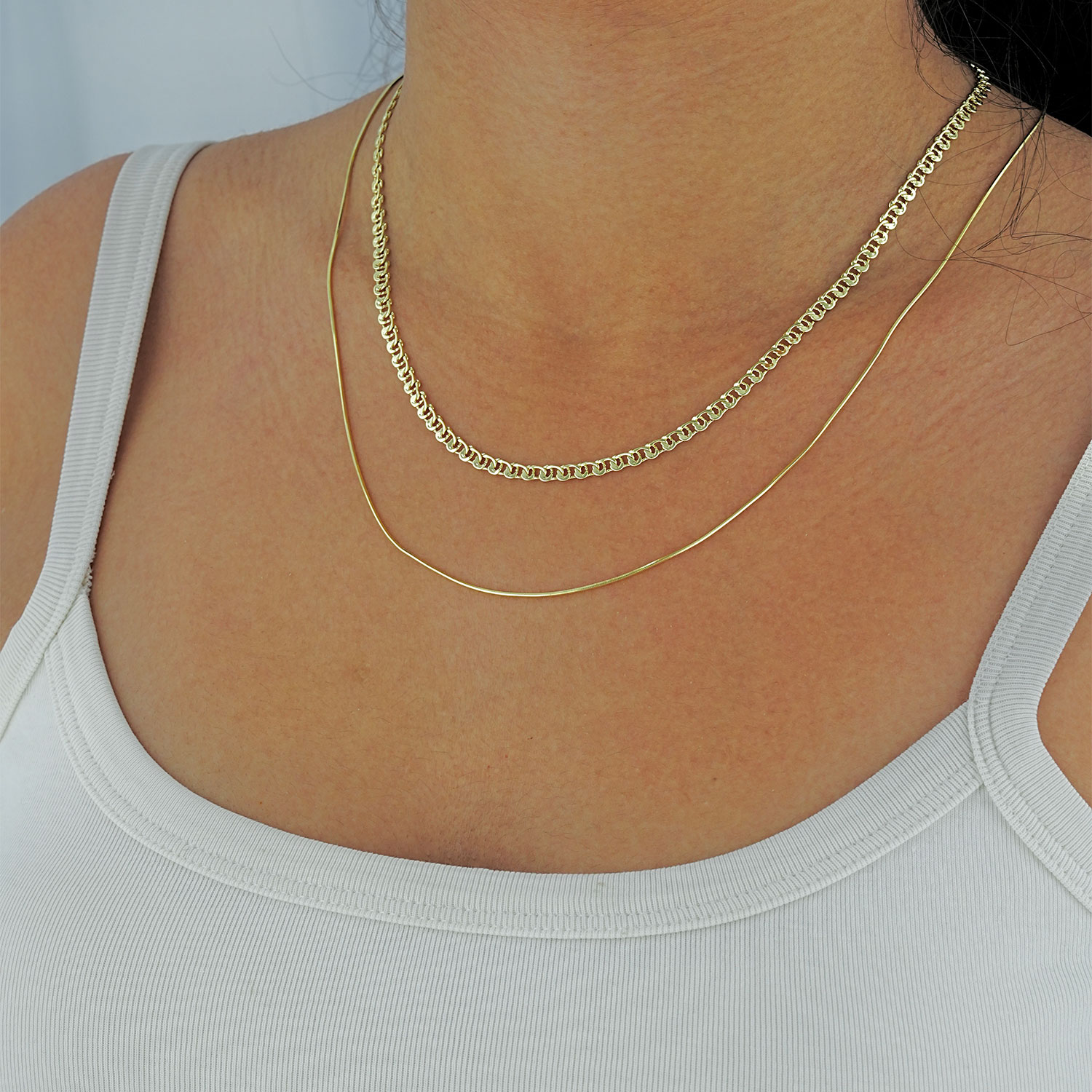 Maral 14 ayar altın rengi üçlü balıksırtı kombin kolye