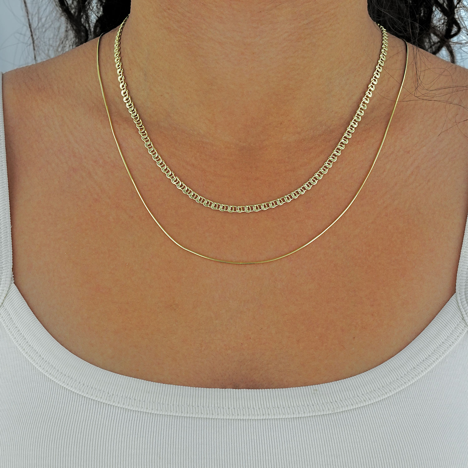 Maral 14 ayar altın rengi üçlü balıksırtı kombin kolye