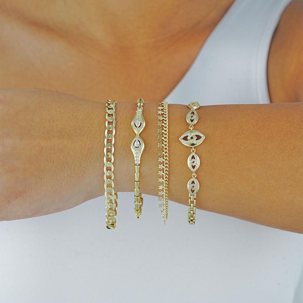 Maral 14 ayar altın rengi yıldız pul zincir model bileklik