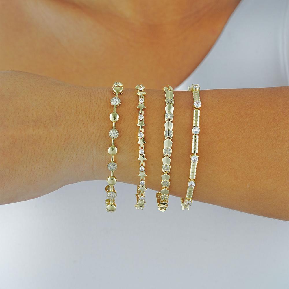 Maral 14 ayar altın rengi yıldız taşlı bileklik