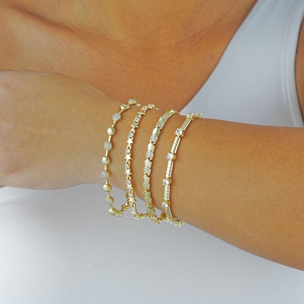 Maral 14 ayar altın rengi yıldız taşlı bileklik