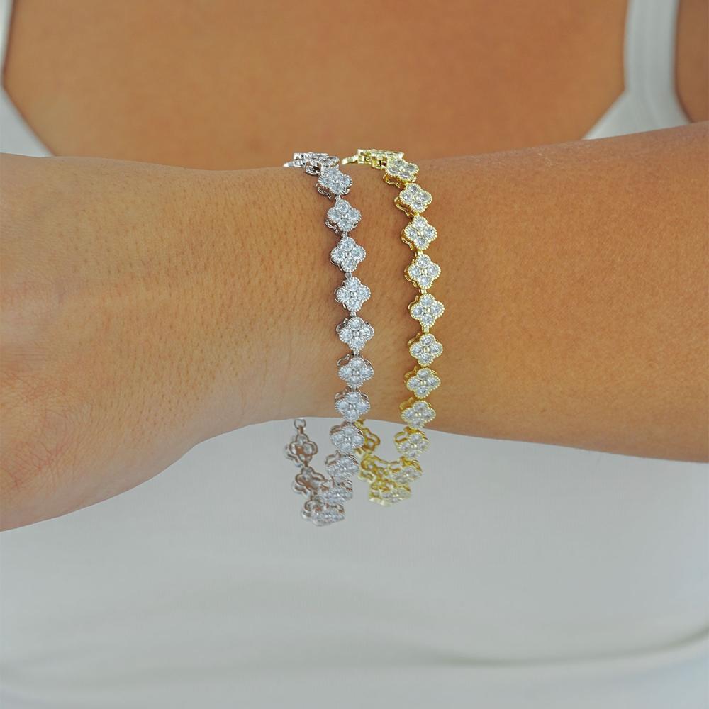 Maral 14 ayar altın rengi yonca bileklik