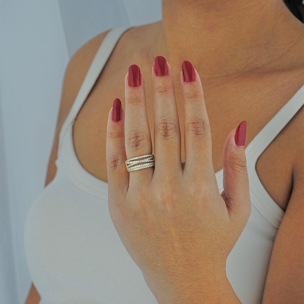 Maral 14 ayar altın rengi zarif taşlı yüzük