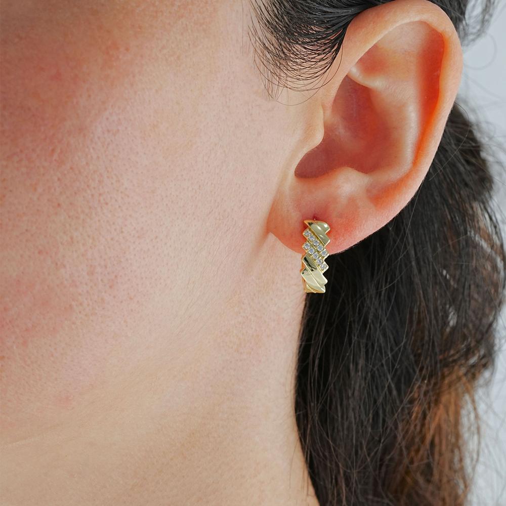 Maral 14 ayar altın rengi zenix katlamalı küpe