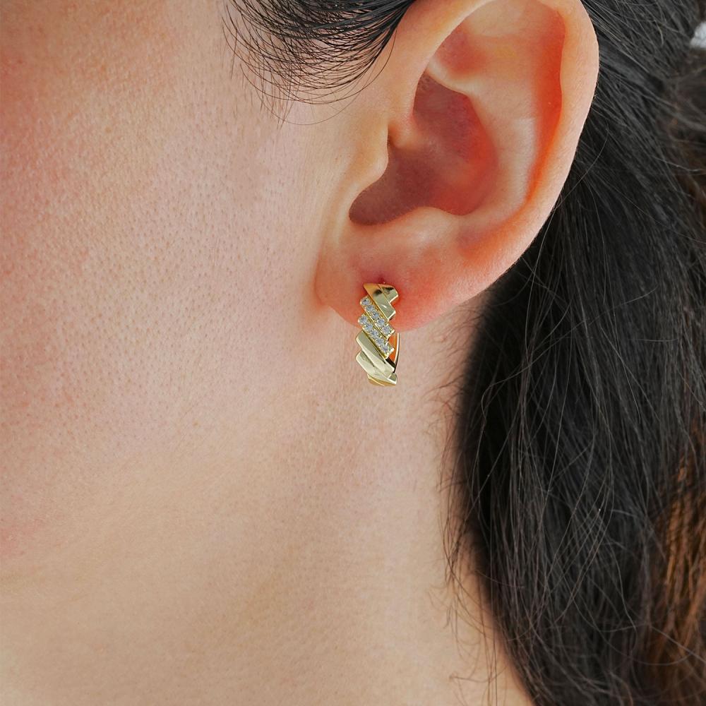 Maral 14 ayar altın rengi zenix katlamalı küpe